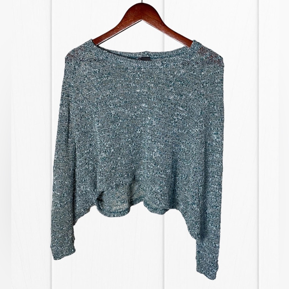 Sparkle & Fade Long Sleeve Green Crop Top Lightweight Sweater Women’s Small